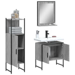 ZNTS 3 Piece Bathroom Cabinet Set Grey Sonoma Engineered Wood 3214347