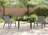 Garden Dining Set 3 pcs Grey and Black Powder-coated Steel 3379121