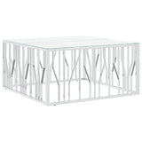 Coffee Table Silver 100x100x50 cm Stainless Steel and Glass 350067