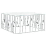 ZNTS Coffee Table Silver 100x100x50 cm Stainless Steel and Glass 350067