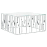 ZNTS Coffee Table Silver 100x100x50 cm Stainless Steel and Glass 350067