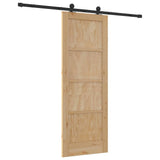 Sliding Door Natural and Black 73.5 x 198.5 cm Solid Pine Wood 3333354