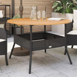 Garden Table with Acacia Wood Top Black 110x71 cm Poly Rattan 368625