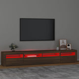 TV Cabinet with LED Lights Brown Oak 240x35x40 cm 3152729