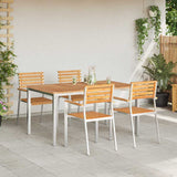 Garden Dining Set 5 pcs Solid Teak Wood and Stainless Steel 3334783