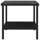 Side Table Black PE rattan, tempered glass, powder-coated steel 319398