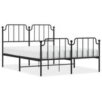 Metal Bed Frame without Mattress with Footboard Black 140x190cm 373905