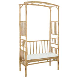 Garden Arch with Bench Cream White 115 x 50 x 205 cm Bamboo 42028057
