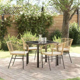 Garden Dining Set 5 pcs Brown Poly Rattan 3380912