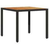 Garden Table with Acacia Wood Top Black 90x90x75 cm Poly Rattan 365529