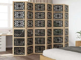 Room Divider 6 Panels Brown and Black Solid Wood Paulownia 358812