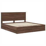Bed Frame with Drawer Brown Oak 200 x 200 cm Engineer Wood 3409432