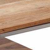Console Table Silver Stainless Steel and Solid Acacia Wood 350007