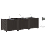 Garden Planter 3 pcs Brown 120 x 40 x 37.5 cm Plastic 42002823
