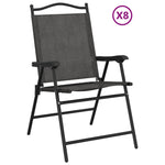 Folding Garden Chairs 8 pcs Melange Grey Steel and Textilene 3157288