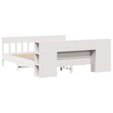 ZNTS Bookcase Bed without Mattress White 200x200cm Solid Wood Pine 3323171