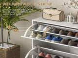 2 Drawers Entryway Shoe Cabinet, Narrow Shoe Storage Cabinet with 2 Flip Drawers, Louvred Door T3398P344136