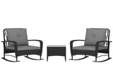 Three-Piece Rocking Chair Rattan Bistro Set - Black T3398P317697