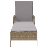 Sun Lounger Beige and Light Grey 55 x 200 x 92 cm Poly Rattan 365428