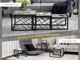 Nesting Coffee Tables, Set of 3 Square Side Tables with Black Metal Frame, for Living Room, Bedroom T3398P341425