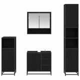 Bathroom Furniture Set 4 pcs Black Oak Engineered Wood 3402449