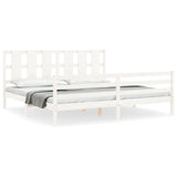Bed Frame without Mattress White 200x200 cm Solid Wood 3194137