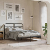 Metal Bed Frame without Mattress with Headboard Black 135x190cm 376599