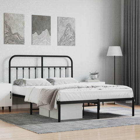Metal Bed Frame without Mattress with Headboard Black 140x190cm 352578