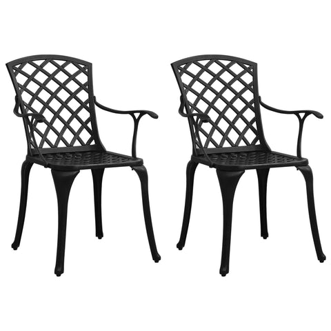 ZNTS Garden Chairs 2 pcs Cast Aluminium Black 315572