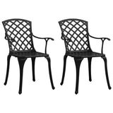 Garden Chair Set of 2 Black Cast Aluminium Standard Ergonomic 315572
