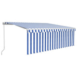 Manual Retractable Awning with Blind 4.5x3m Blue&White 3069316