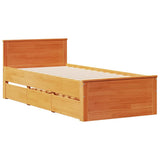 Bed Frame without Mattress with Headboard Wax Brown 100x200 cm Solid Wood Pine 3308773