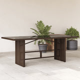 Garden Table Brown Poly Rattan, Powder-Coated Steel, Tempered Glass 365603