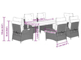 7 Piece Garden Dining Set with Cushions Grey Poly Rattan 3213299