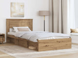 Bed Frame Artisian Oak 90 x 200 cm Solid Pine Wood 3409814