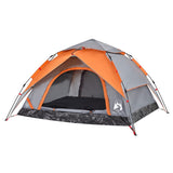 ZNTS Camping Tent Dome 4-Person Grey and Orange Quick Release 4004183