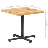 Bistro Table Square 80x80x75 cm Rough Mango Wood 320268