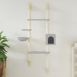 Wall-mounted Cat Tree with Scratching Post Light Grey 180 cm 172402