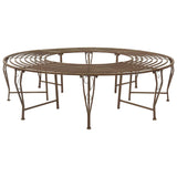 Tree Bench 8-Seater 160 x 44 cm Steel Antique Brown Round 42029509
