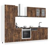 ZNTS 8 Piece Kitchen Cabinet Set Kalmar Smoked Oak Engineered Wood 3314806