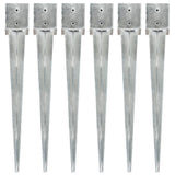 Ground Spikes 6 pcs Silver 12x12x89 cm Galvanised Steel 145426