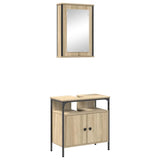 Bathroom Furniture Set with Shelf 2 pcs Brown Engineered wood 3345132