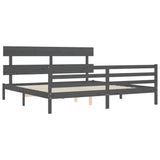 Bed Frame without Mattress Grey 200x200 cm Solid Wood 3195113