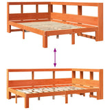 Bookcase Bed without Mattress Wax Brown 120x190 cm Solid Wood Pine 3324402