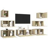 7 Piece TV Cabinet Set Sonoma Oak Engineered Wood 3079027