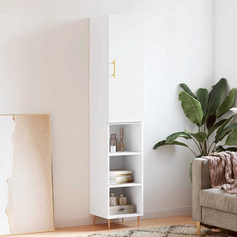 Highboard White 34.5x34x180 cm Engineered Wood 3198969
