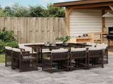11 Piece Garden Dining Set with Cushions Brown Poly Rattan 3211749