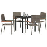 Garden Dining Set with Cushion 5 pcs Grey Poly Rattan 3379710