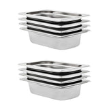 Gastronorm Containers 8 pcs GN 1/4 65 mm Stainless Steel 50901