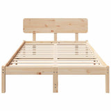 Bed Frame with Headboard Natural 135 x 190 cm Solid Pine Wood 872113